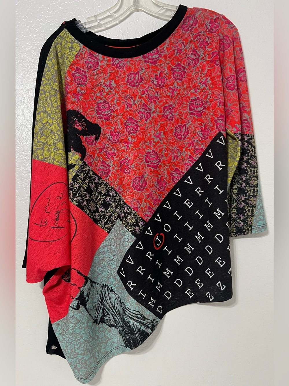 Volt Design Abstract Patchwork Tunic Top Tallb Asymmetrical Artsy Boho Graphic